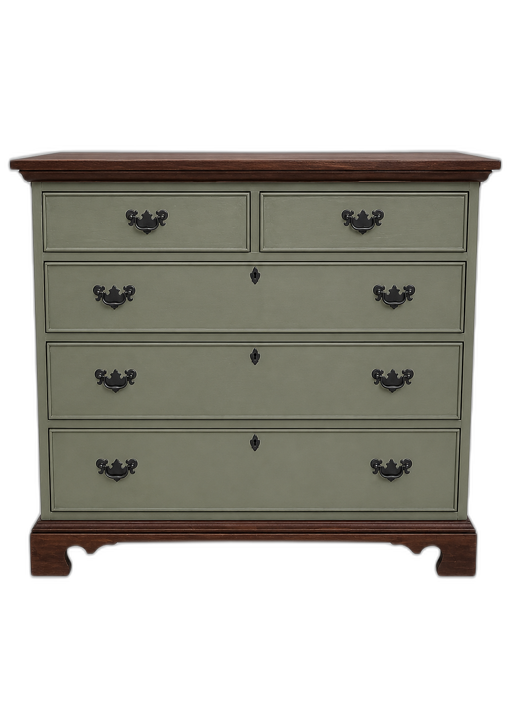 After: rendered refinish preview generated from the source furniture photo.